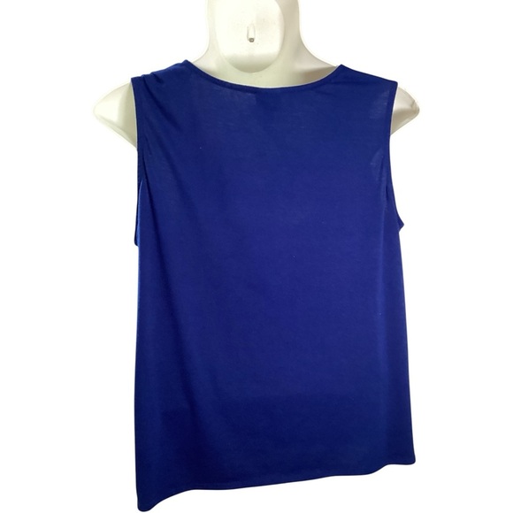 Jaclyn Smith Navy and White Patterned Ruffle Tank Top Size 2X - Picture 2 of 4